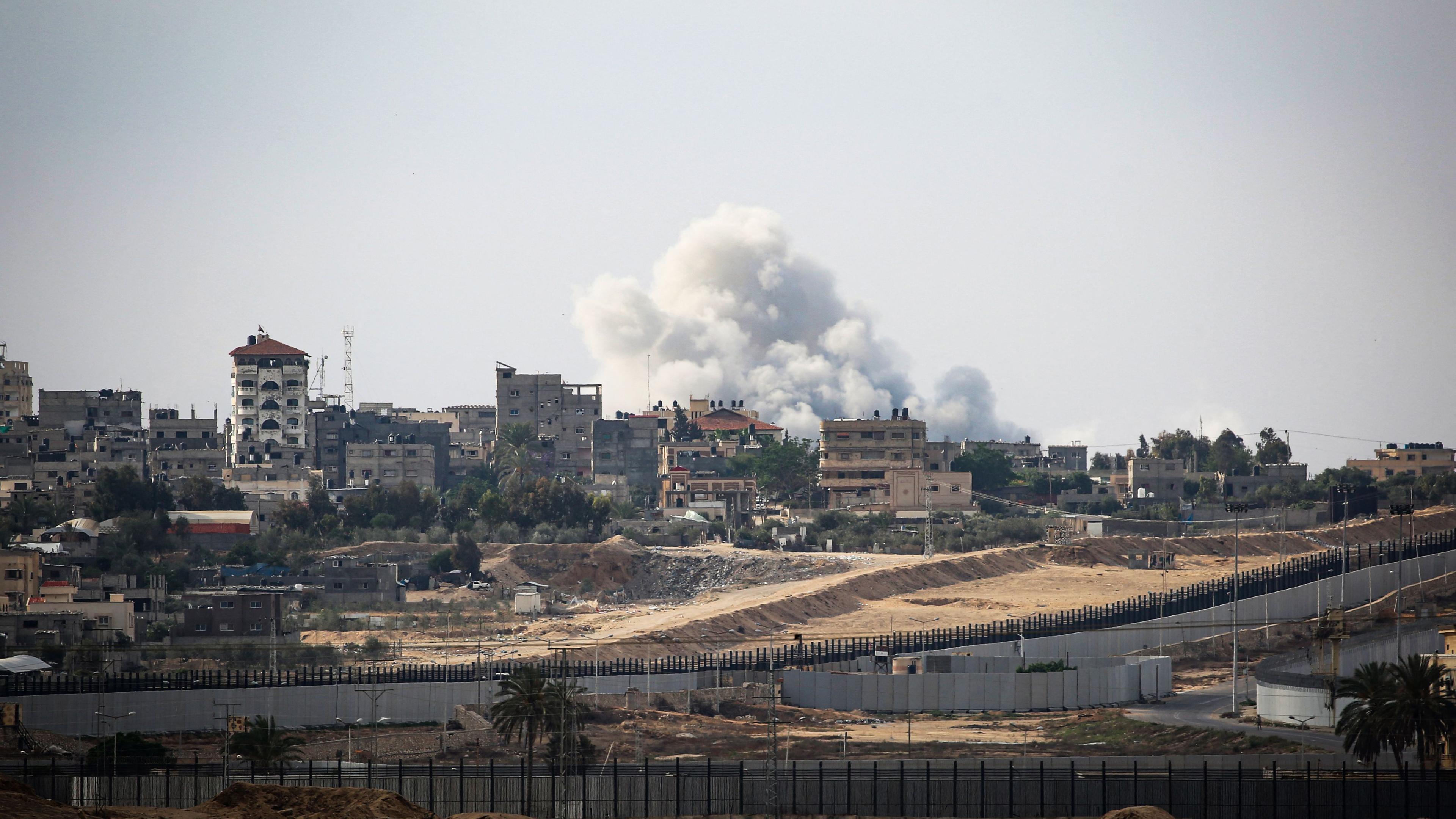 Smoke billows during Israeli strikes in eastern Rafah in the southern Gaza Strip on May 13, 2024, amid the ongoing conflict between Israel and the Palestinian militant group Hamas. (Photo by AFP)