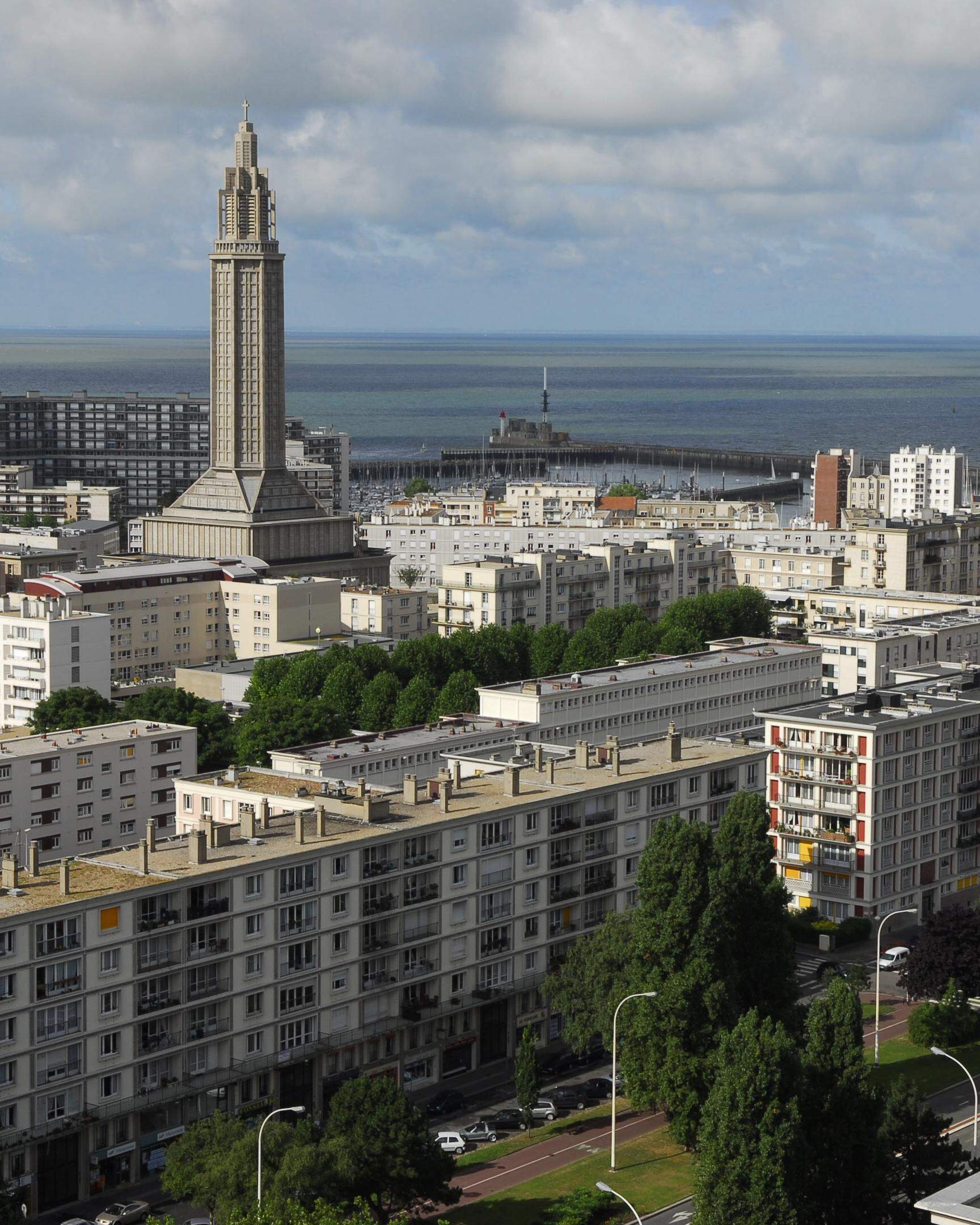 Die in den Nachkriegsjahren von Auguste Perret und seinem Team wiederaufgebaute Stadt Le Havre, die zum Unesco-Weltkulturerbe zählt.