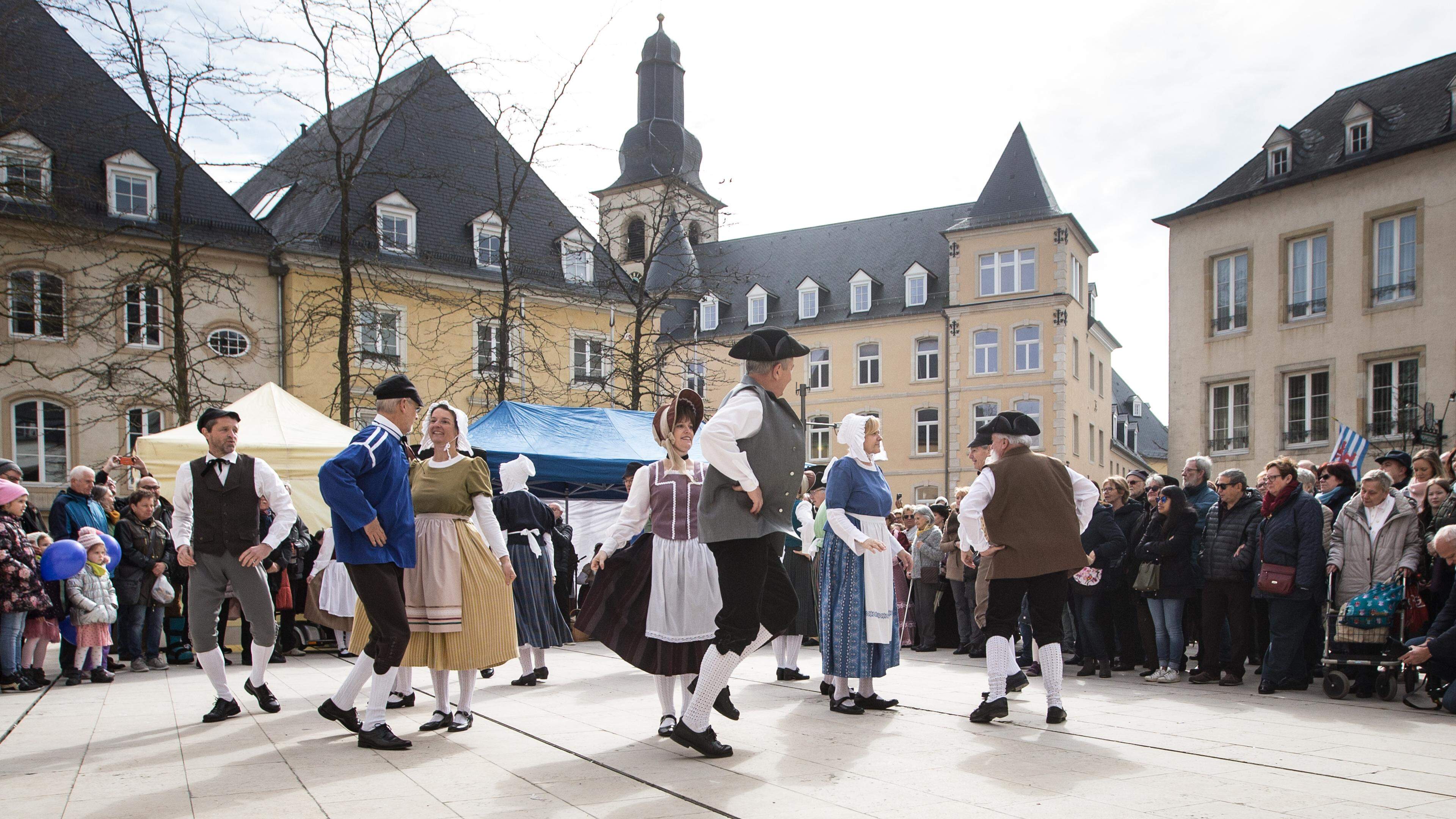 A folk dance display on Easter Monday in Luxembourg, 2018.