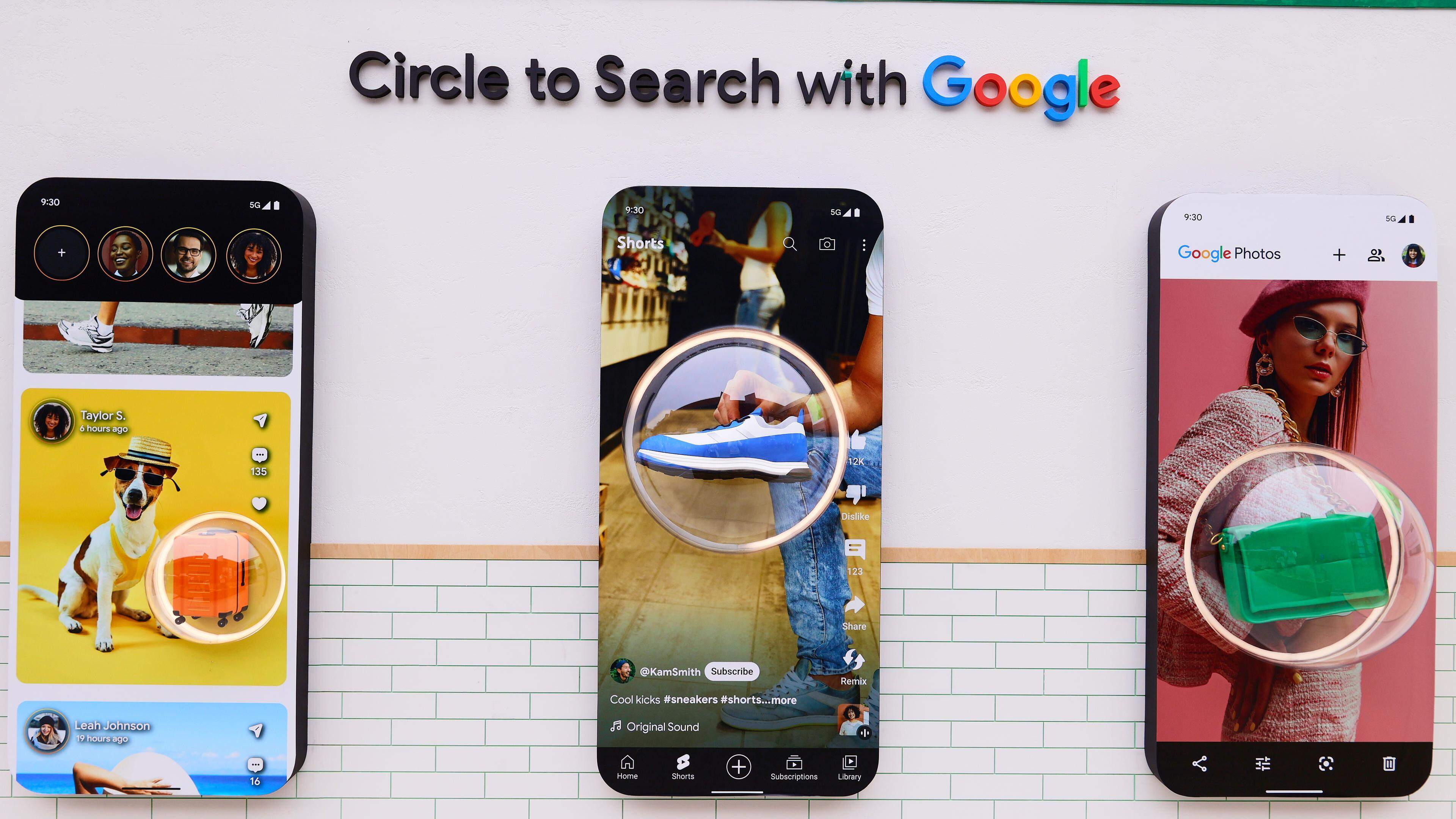 Ein Poster zeigt die neue KI-Anwendung von Google, „Circle to Search“.