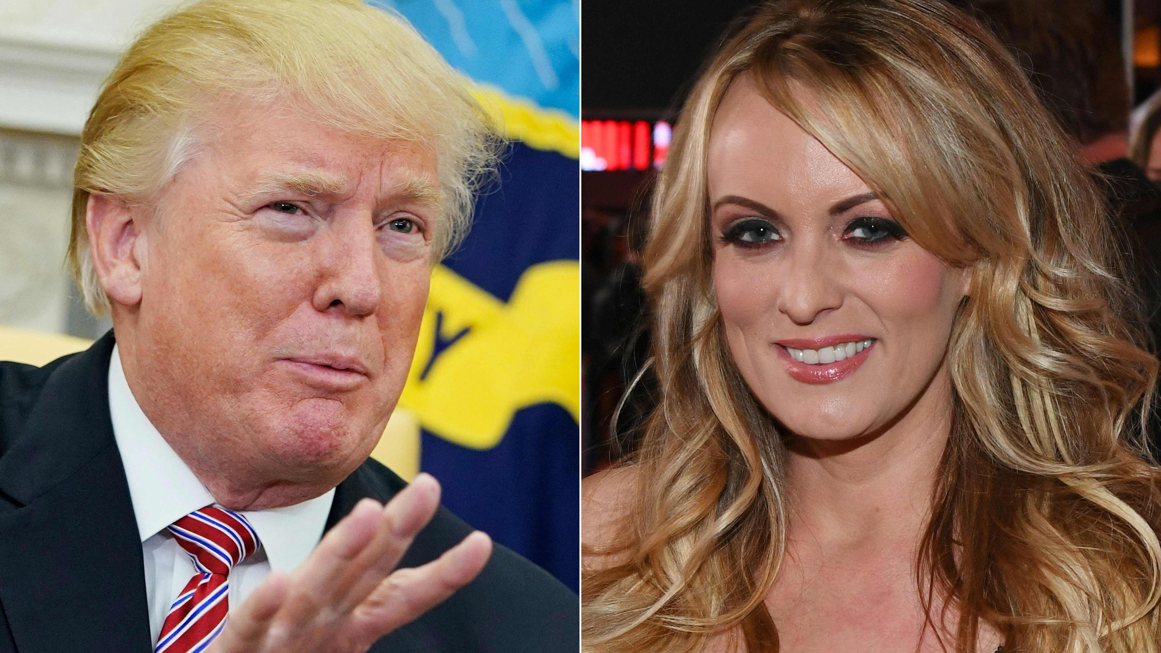 (COMBO) This combination of file pictures created on February 14, 2018, shows US President Donald Trump responding to a reporter's question in the Oval Office of the White House in Washington, DC, and adult film actress/director Stormy Daniels attending the 2018 Adult Video News Awards at the Hard Rock Hotel & Casino January 27, 2018 in Las Vegas, Nevada. - Stormy Daniels is a onetime porn star who has approached her growing role in US political history with character and wit -- though her feud with Donald Trump has come with a price.
The adult film actress has done battle with the former president for several years, alleging in 2018 that the two had a sexual relationship the long-ago summer of 2006. (Photo by MANDEL NGAN and Ethan Miller / various sources / AFP)