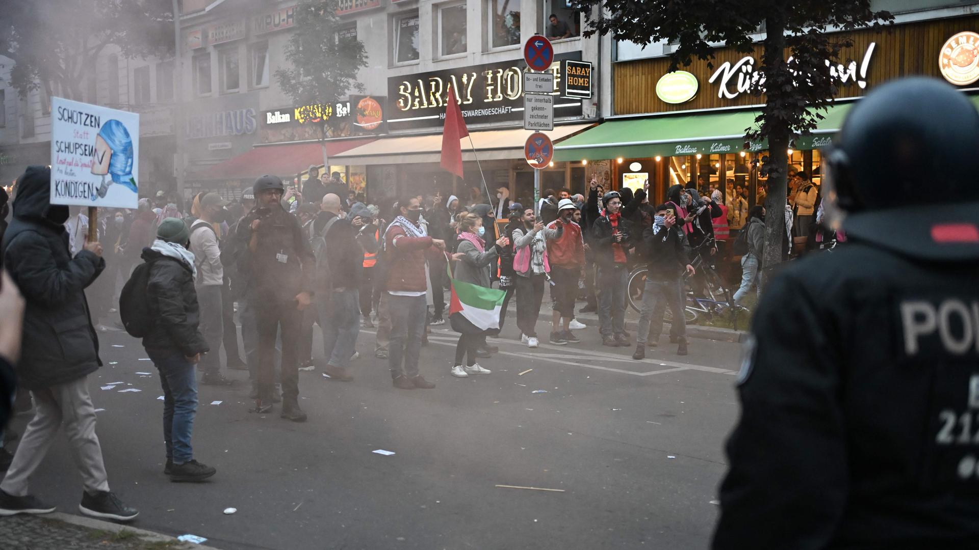 Demonstrators clash with police during a pro-Palestinian protest in Berlin in October last year