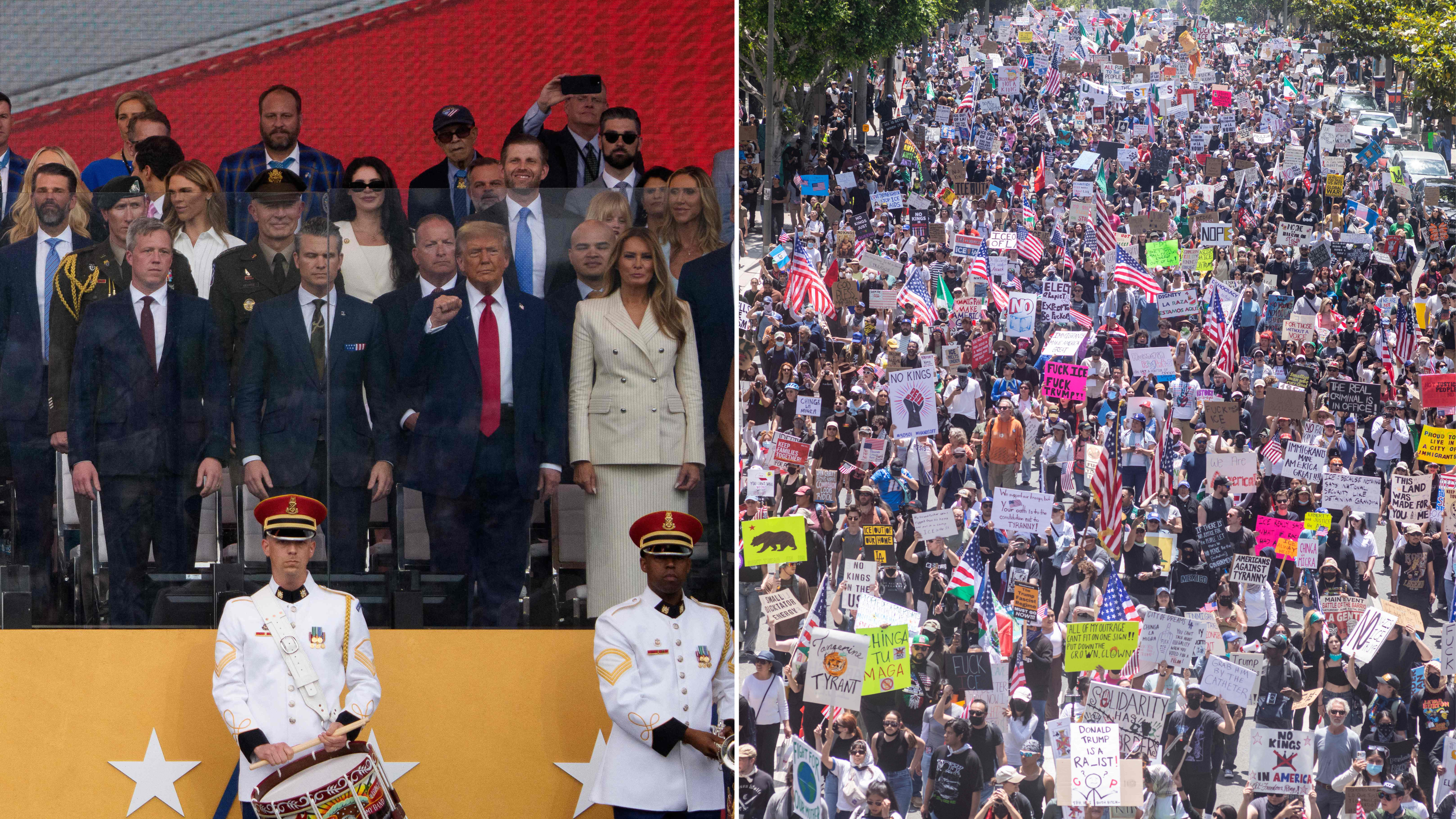 Trump gets military parade – and mass protests