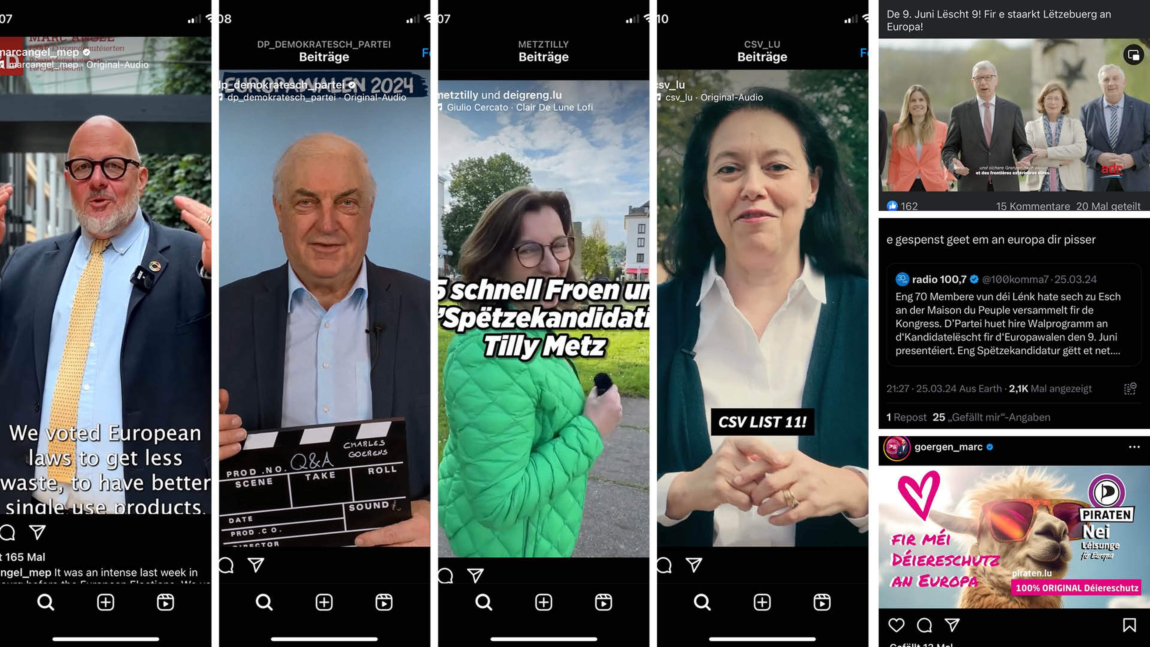 Kurze Videos sind das Lieblings-Tool von Kandidaten auf Social Media. Collage: Sabina Palanca