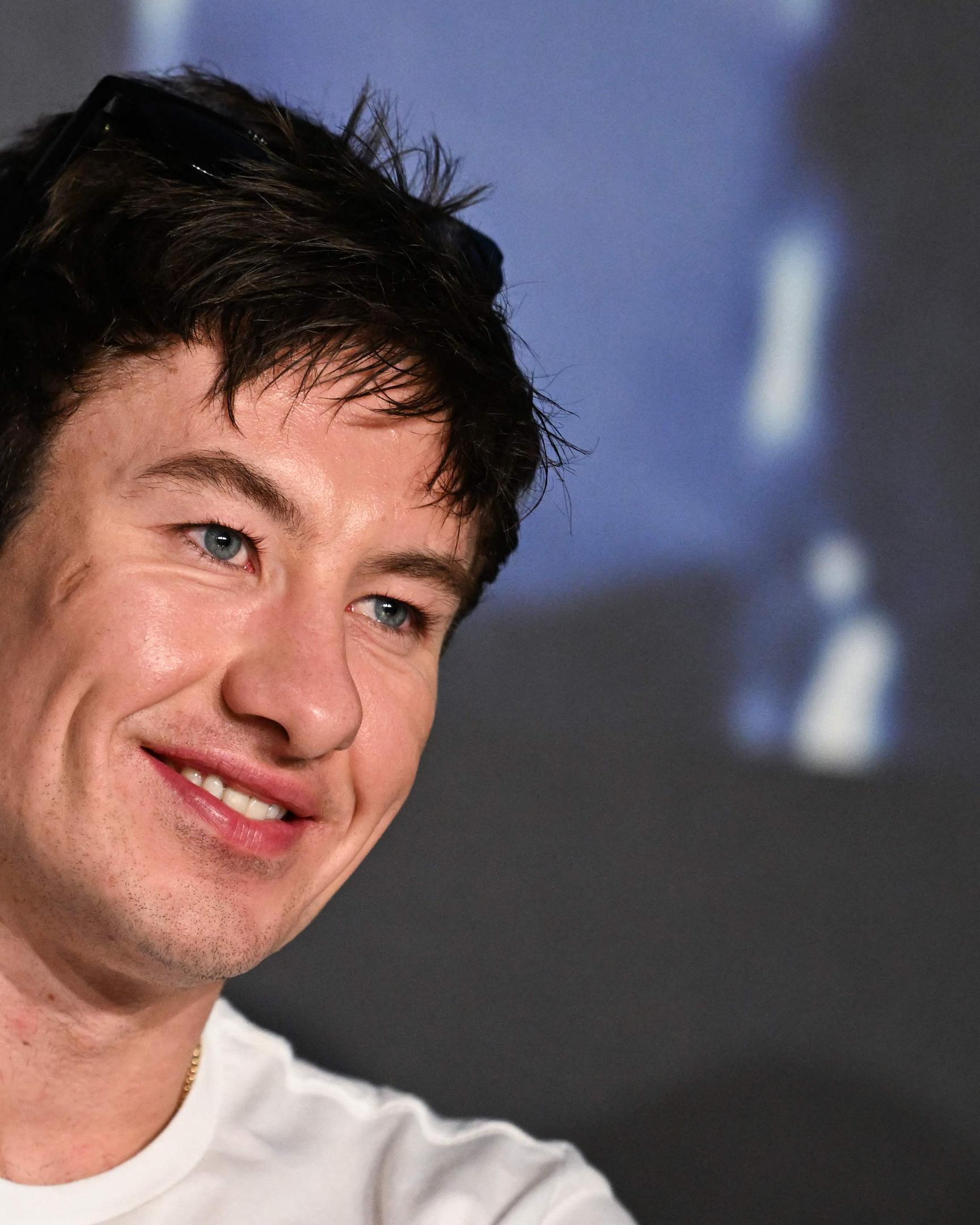 Irish actor Barry Keoghan looks on as he attends a press conference for the film "Bird" during the 77th edition of the Cannes Film Festival in Cannes, southern France, on May 17, 2024. (Photo by Zoulerah NORDDINE / AFP)