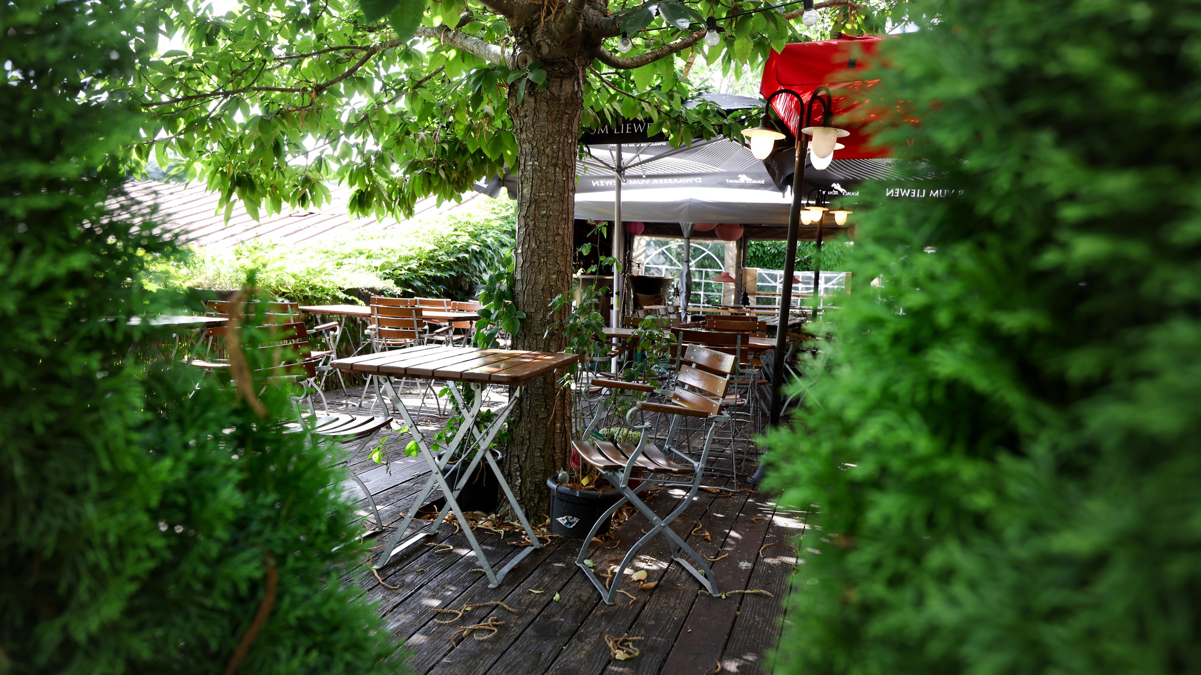 Die Terrasse der Brasserie Barnum liegt abgelegen von der Straße. Gäste können hier dem Alltagslärm entfliehen.