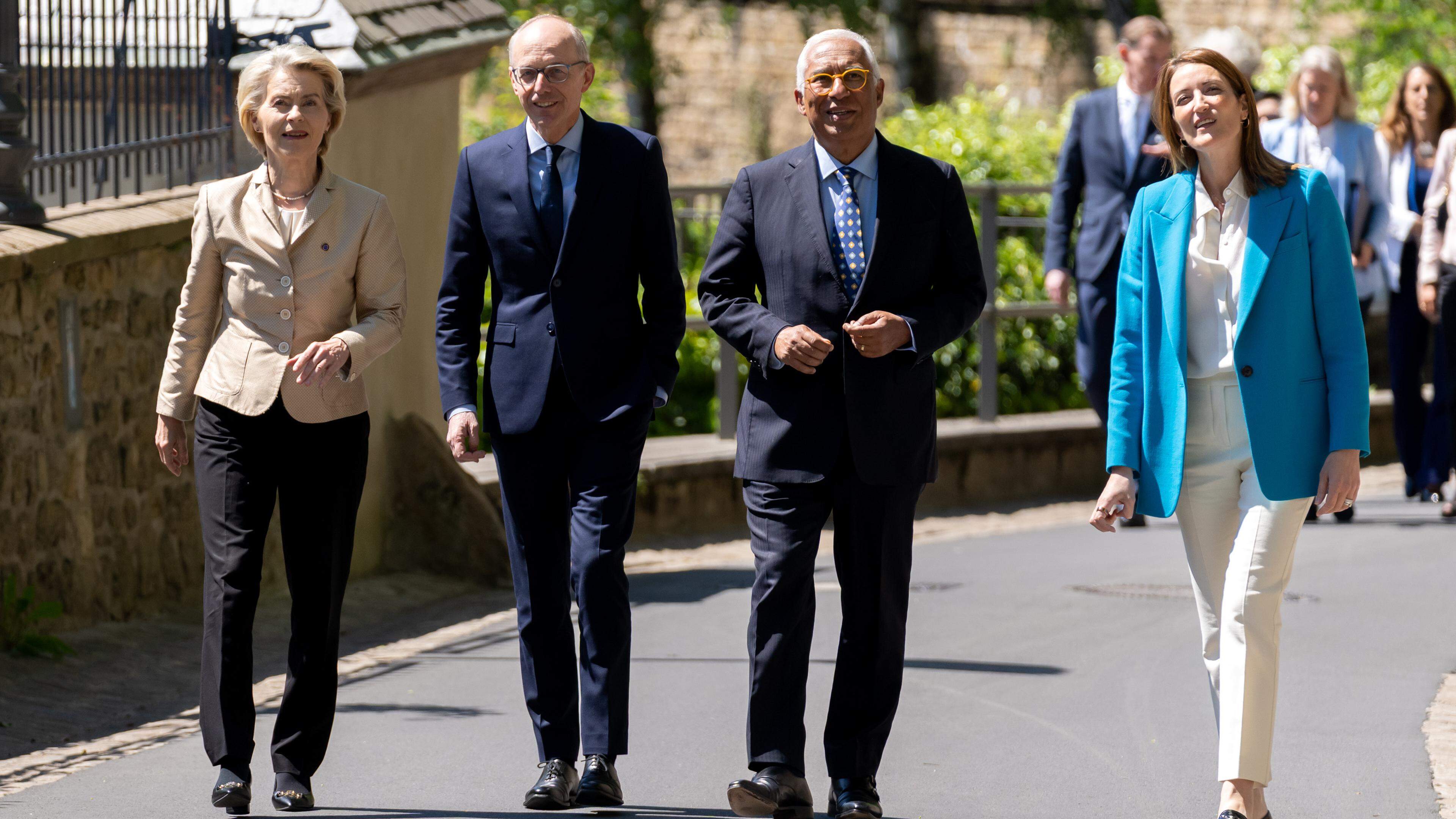 Luc Frieden, from the Leyen, Metsola and Costa celebrate Europe Day in Luxembourg