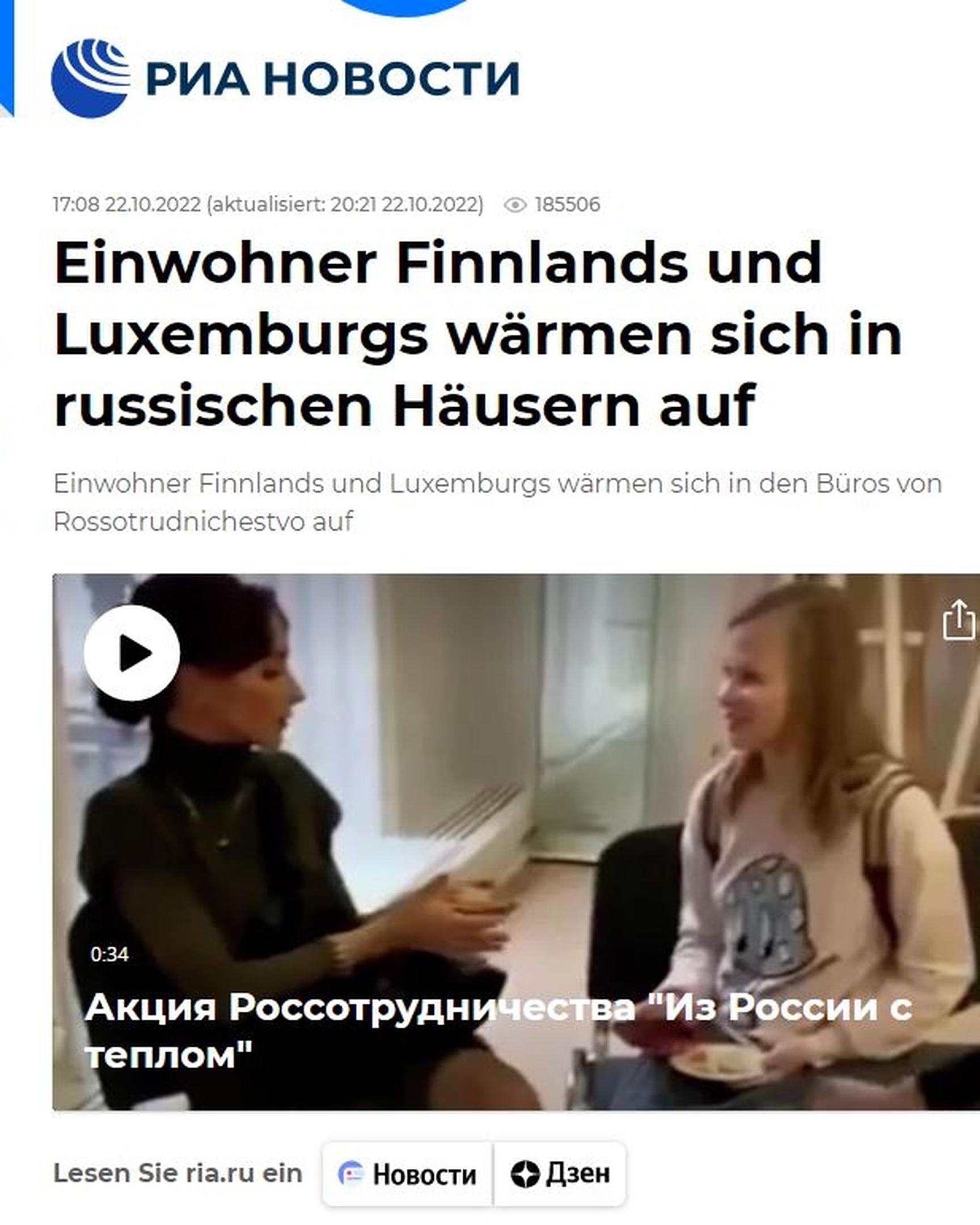 Die staatliche russische Nachrichtenagentur wählt Luxemburg und Finnland als Beispiel.