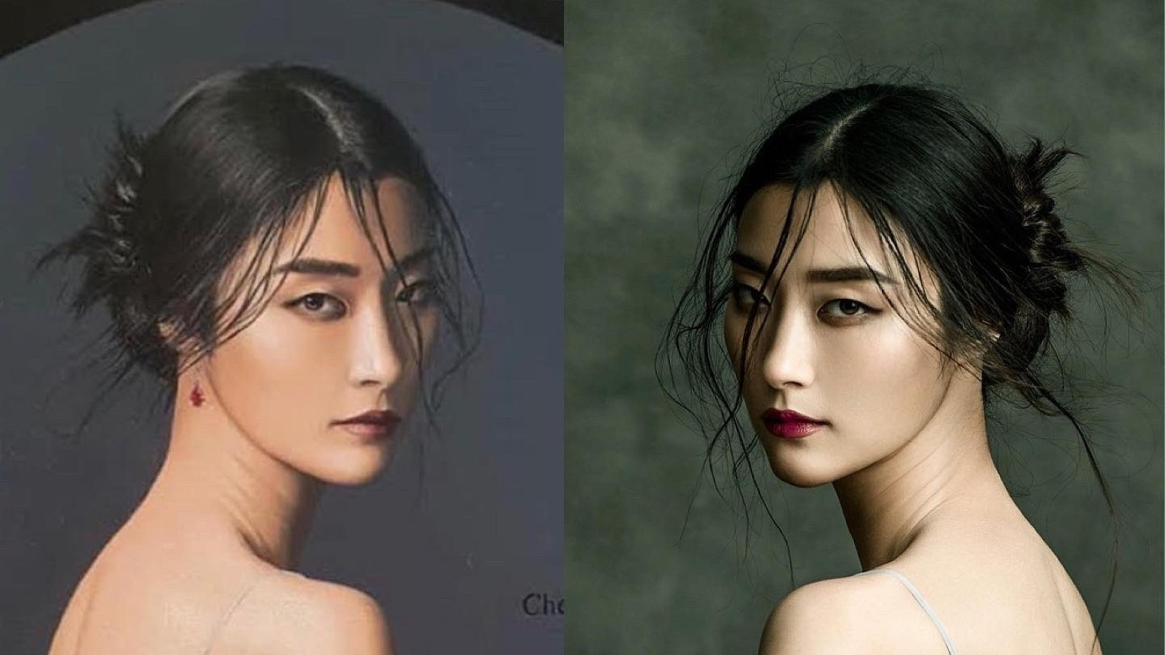 Jingna Zhang a publié cette photo sur Instagram: à gauche, l'œuvre de Jeff Dieschburg, à droite, sa propre œuvre. 