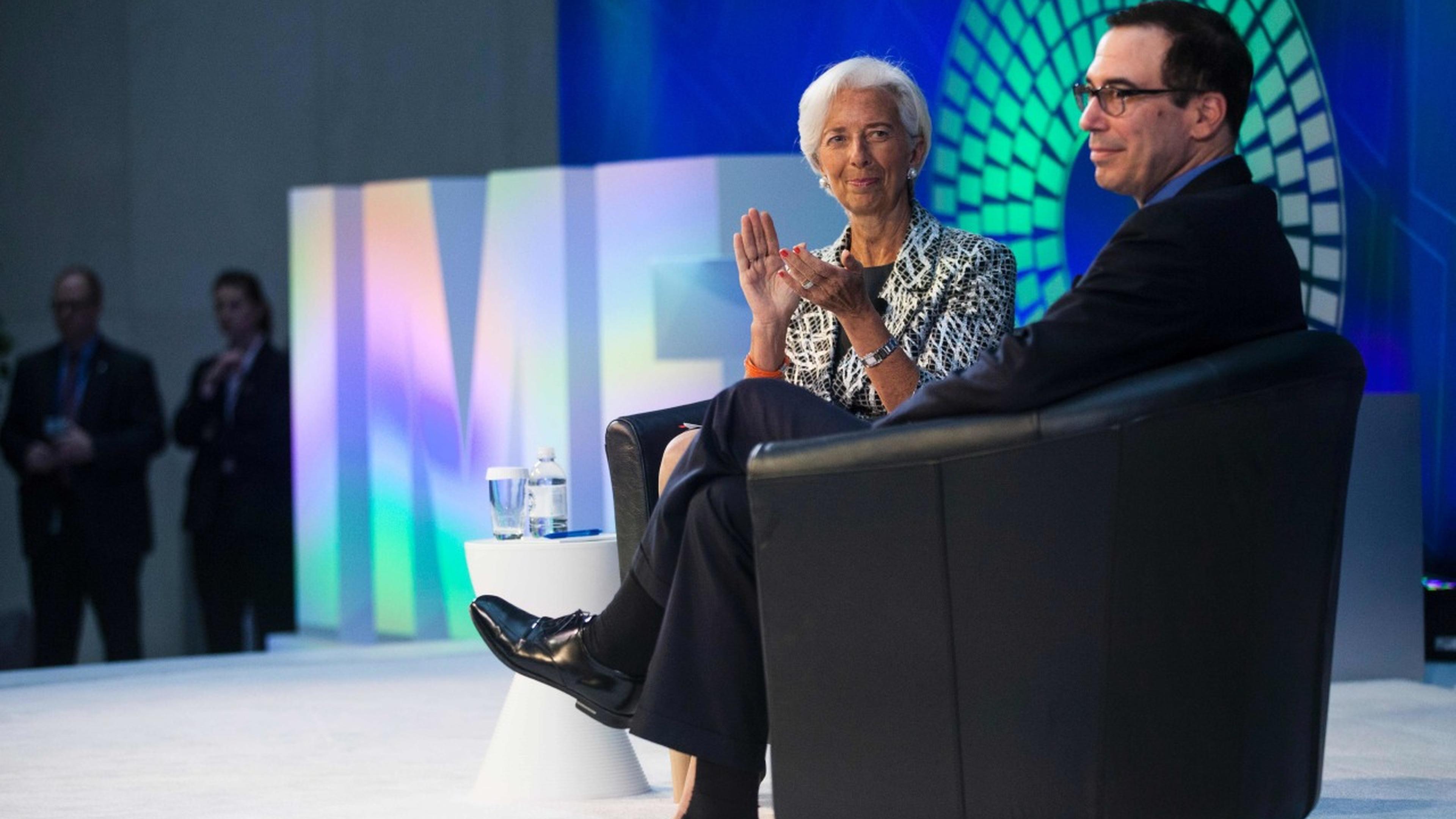 IWF-Direktorin Christine Lagarde und US-Finanzminister Steven Mnuchin kritisierten beide den hohen Exportüberschuss Deutschlands. 