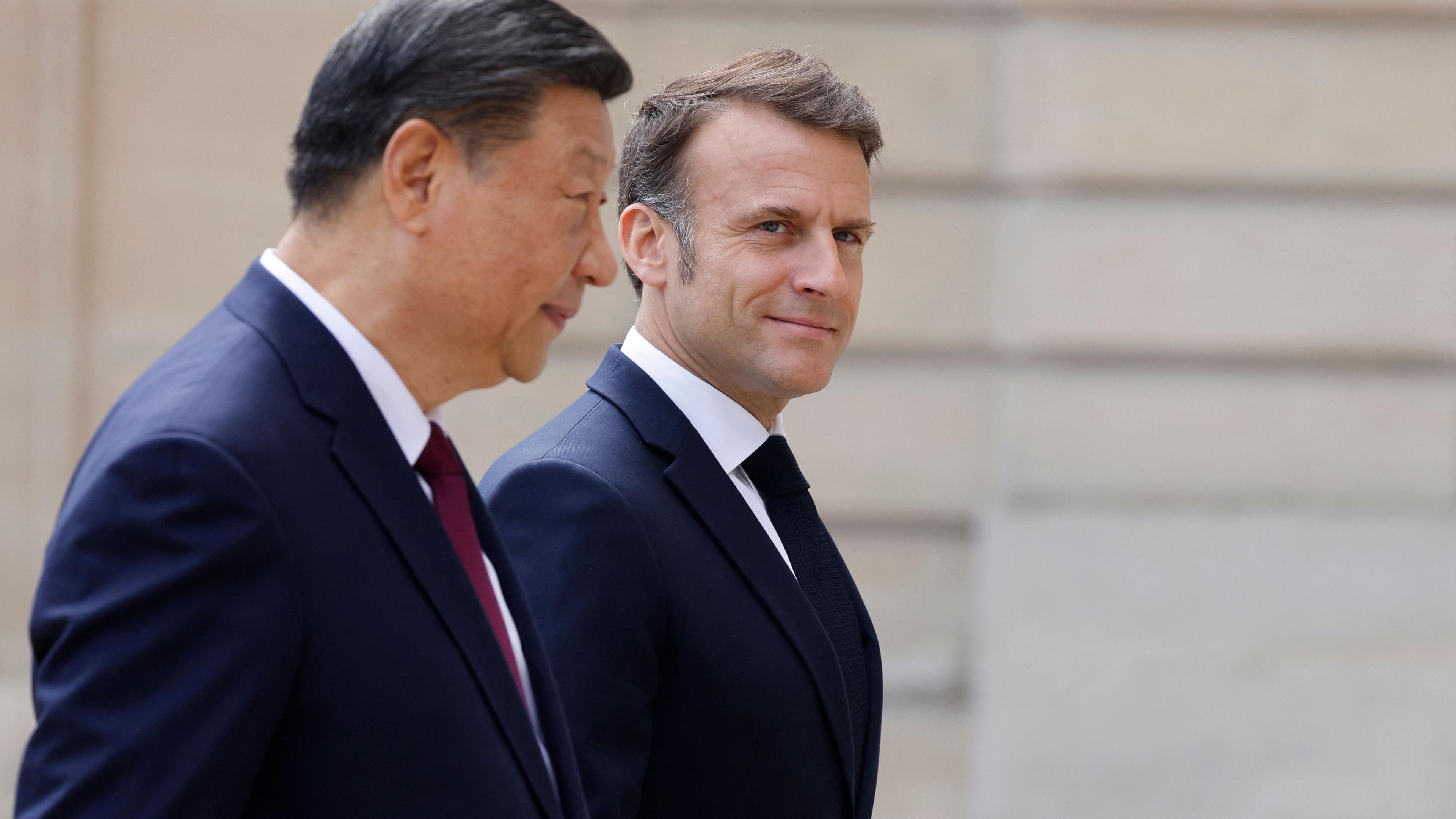 Chinese President Xi Jinping with France’s President Emmanuel Macron during the Chinese leader’s tour of Europe at the beginning of May 