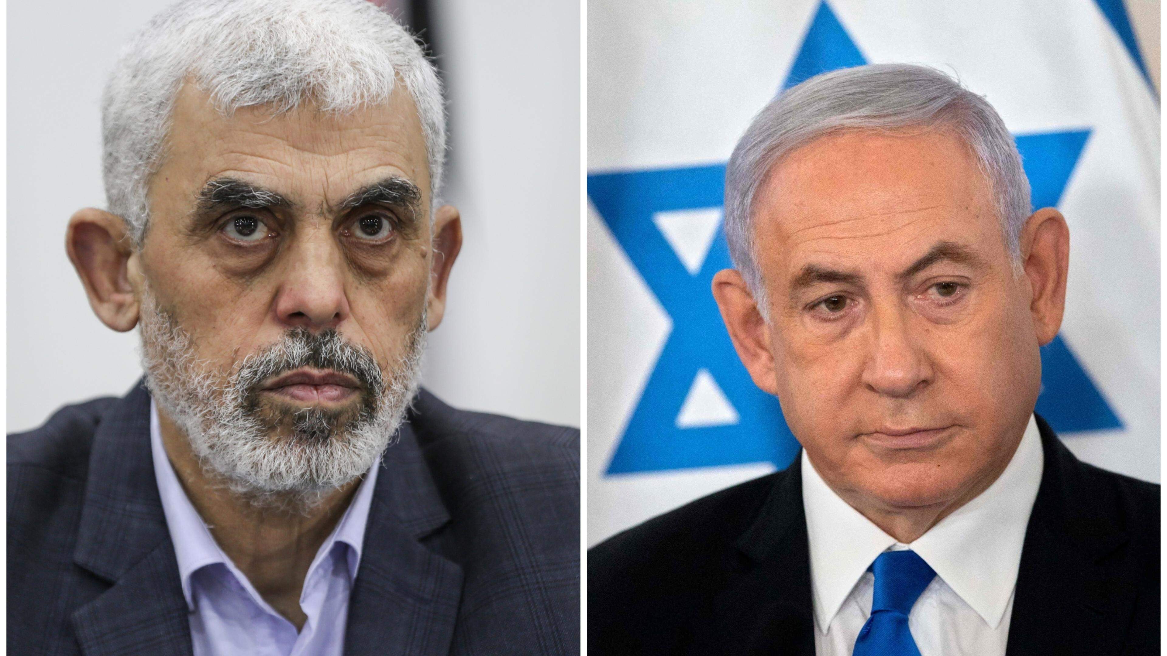 Gegen beide soll ein internationaler Haftbefehl erlassen werden: Yahya Sinwar, Oberbefehlshaber der Hamas im Gazastreifen (l.) und Benjamin Netanyahu, israelischer Premierminister.